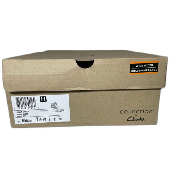 CLARKS Calla Dance Lace-Up Buckled Boots - Women's Size 7.5W - Black Suede - Picture 7 of 7